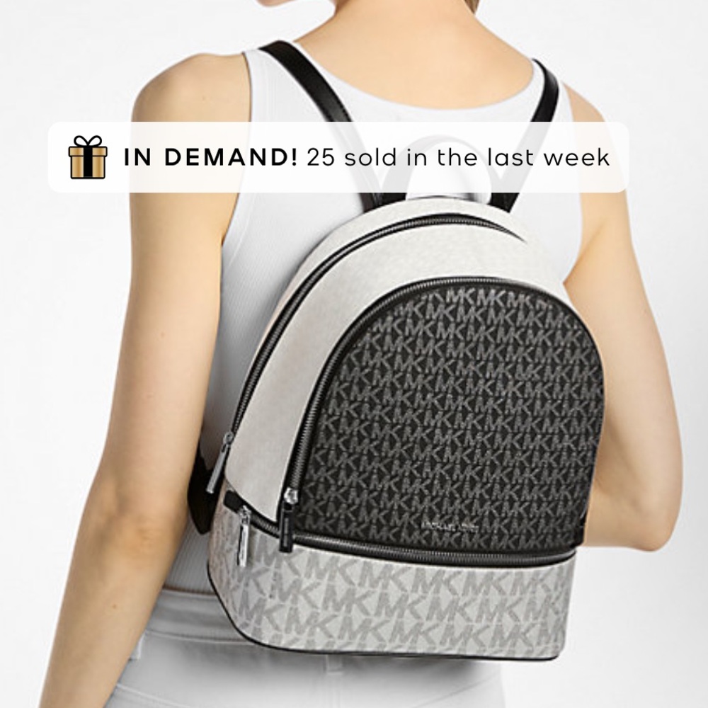 Michael Kors Outlet Rhea Medium Metallic Signature Logo Backpack